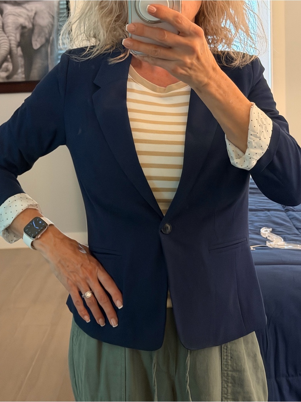 Kensie Navy Single-Button Women's Blazer